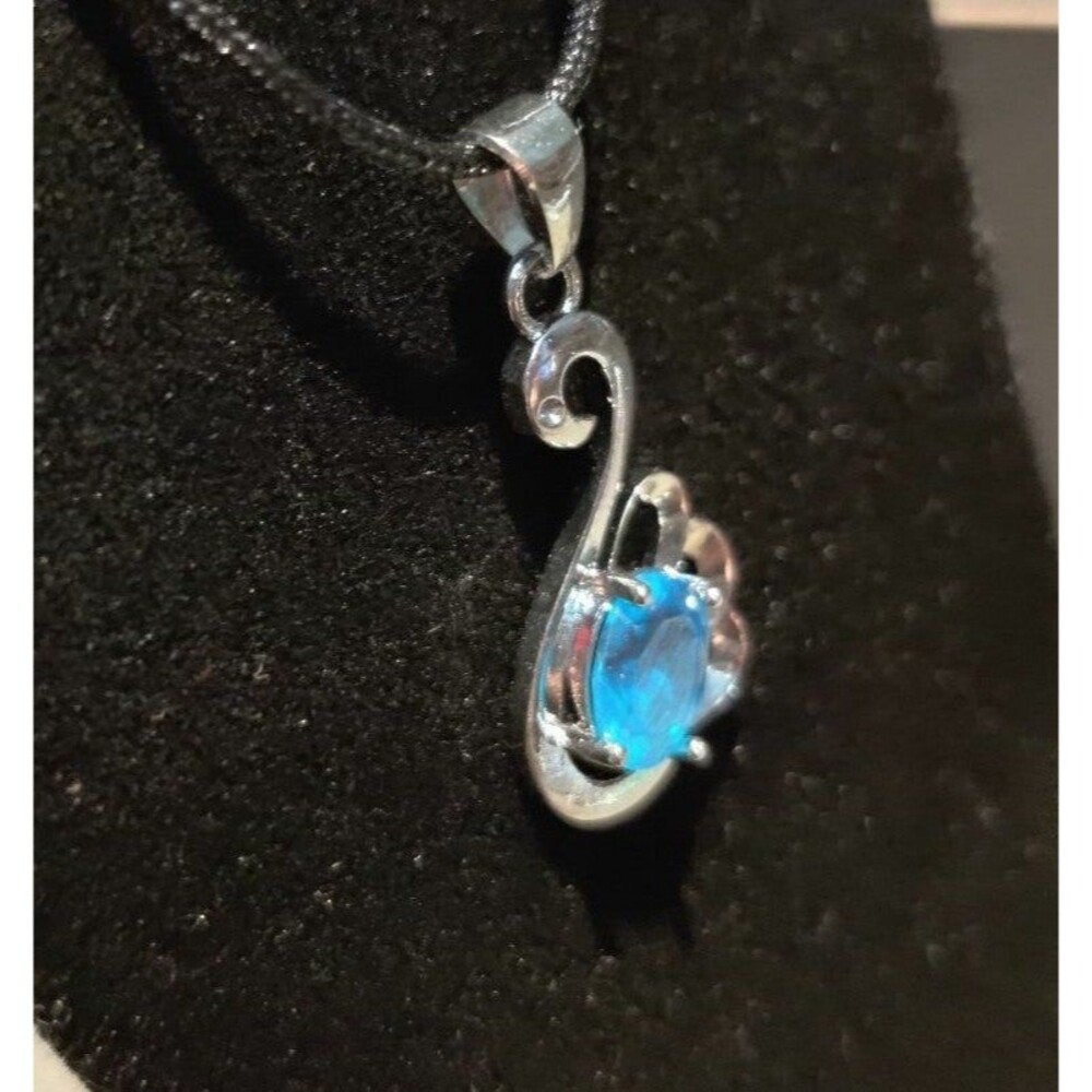 925 Blue Rhinestone Pendant - Picture 2 of 4